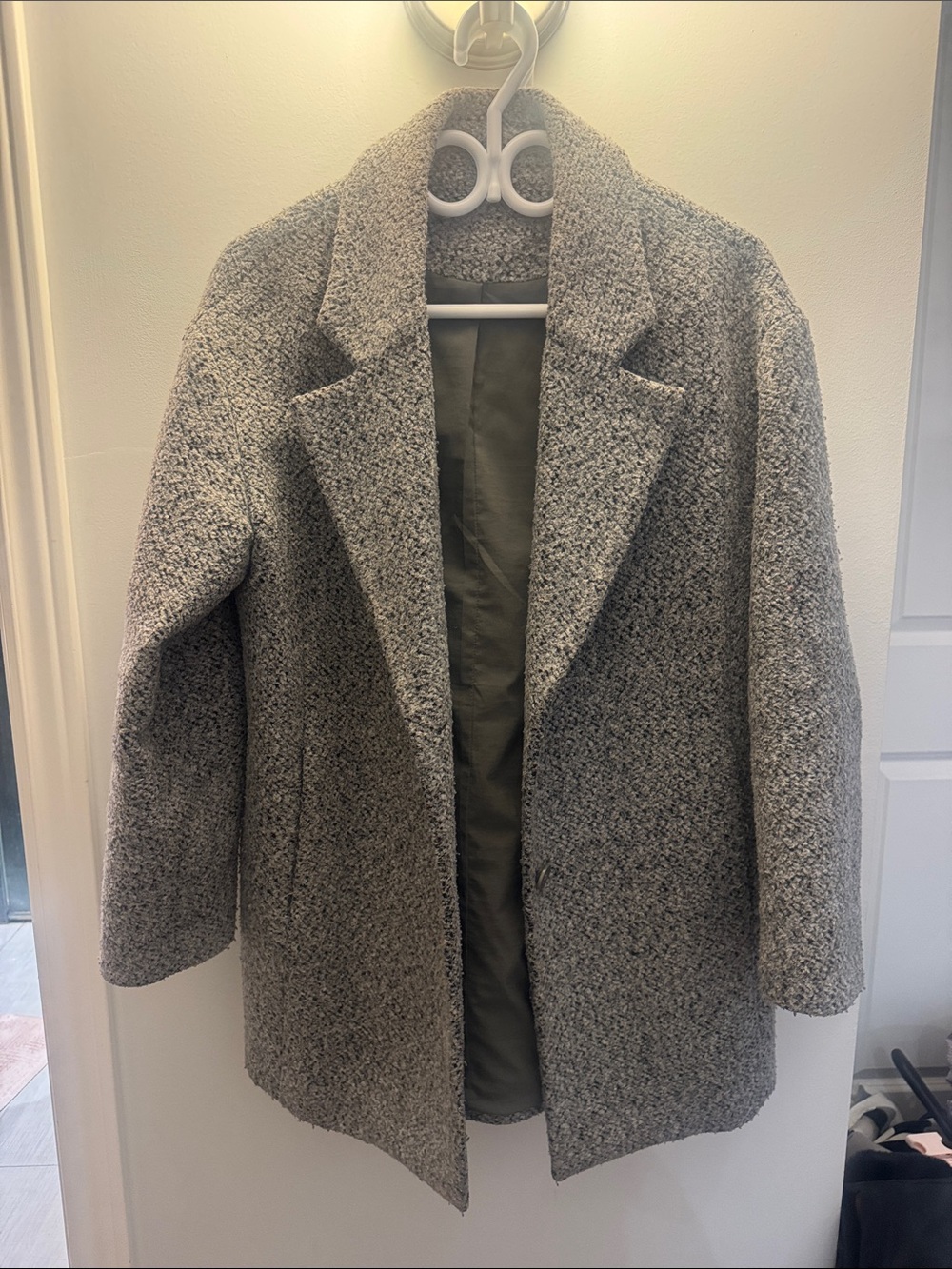 OAK + FORT Gray Bouclé Pea Coat